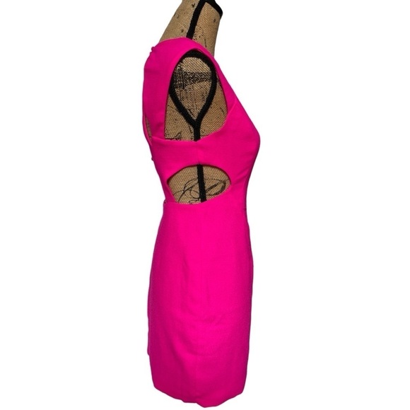 Zio New York Neon Hot Pink Cut Out Bodycon Structured Mini Dress Women’s Small - Picture 4 of 14